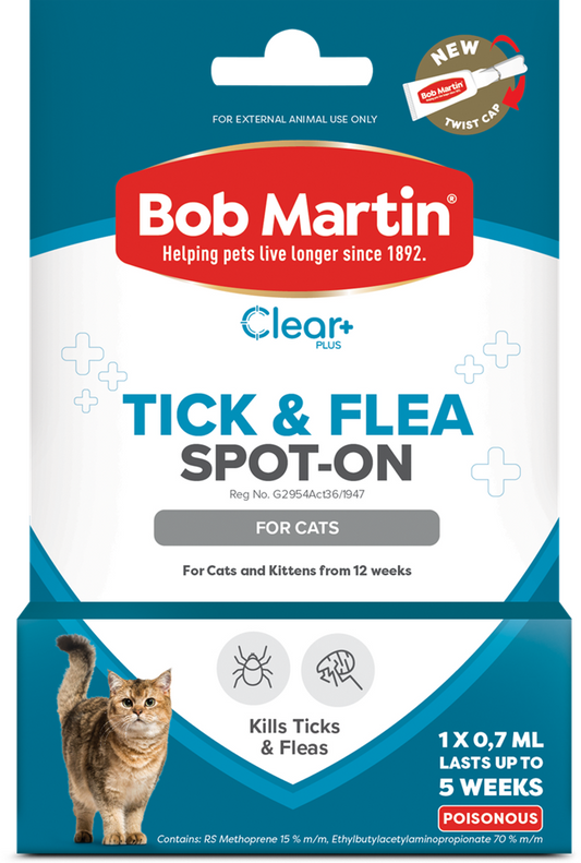 Bob Martin Clear+ Tick & Flea Spot-On for Cats
